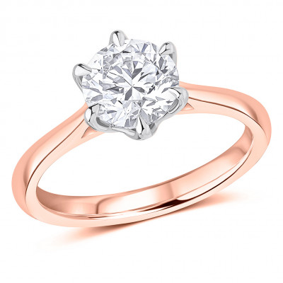 Round Brilliant Solitaire with Plain Shoulders Engagement Ring Metal Image