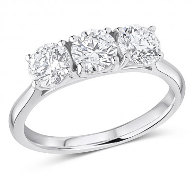 Round Brilliant Trilogy Set with Plain Shoulders Trilogy Ring Metal Image