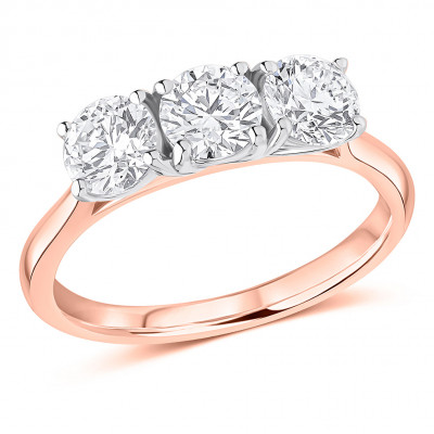 Round Brilliant Trilogy Set with Plain Shoulders Trilogy Ring Metal Image