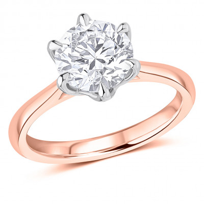 Round Brilliant Solitaire with Plain Shoulders Engagement Ring Metal Image