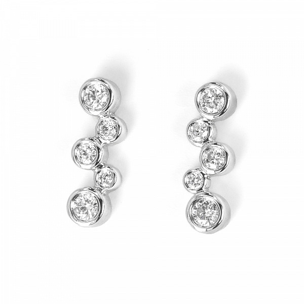 Image of 0.41ct Natural Diamond Rub-over Bubble Style Drop Earrings in White Gold