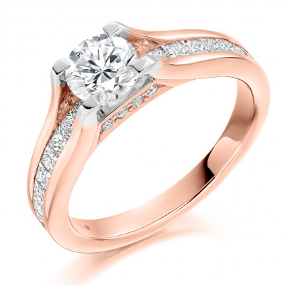 Round Brilliant Solitaire with Diamond Set Shoulders Engagement Ring Metal Image