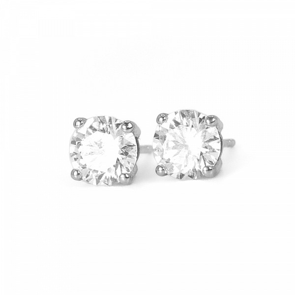 Image of 1.20ct Natural Round Brilliant Cut Diamond Earrings in Platinum