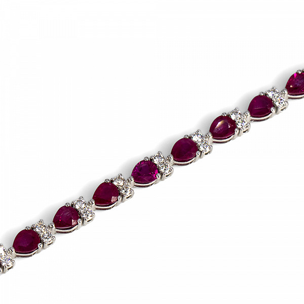 Image of 9.21ct Natural Pear Cut Ruby and Natural Diamond Fancy Bracelet in White Gold