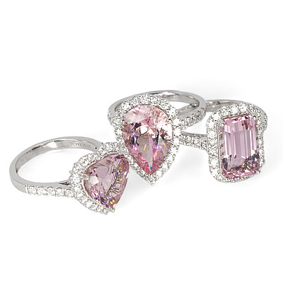 4.43ct Natural Heart Cut Pink Morganite and Natural Diamond Halo Ring in White Gold Image