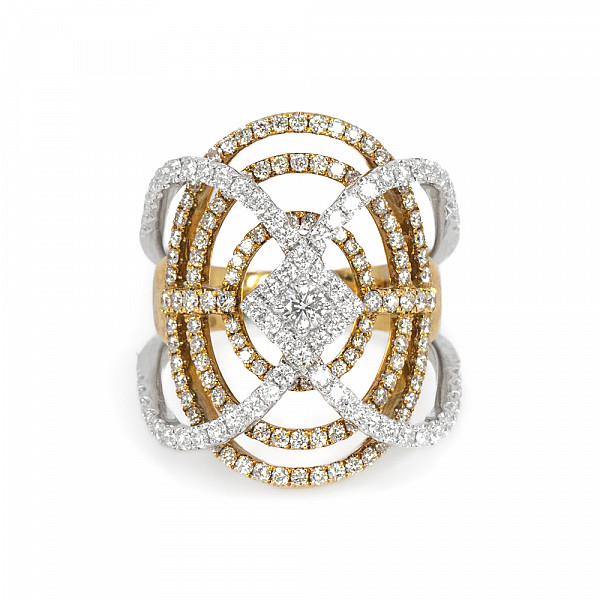 Image of 1.93ct Natural Diamond Fancy Cluster Ring in White and Yellow Gold