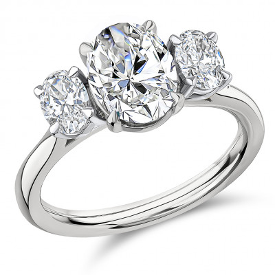 Oval Cut Trilogy Set with Plain Shoulders  Trilogy Ring Metal Image