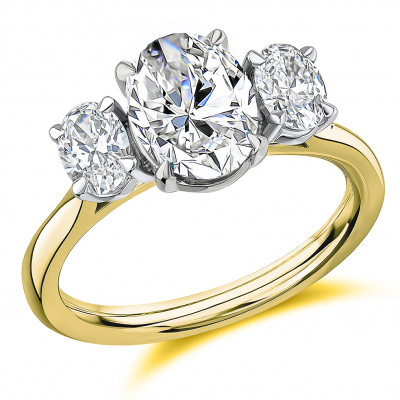 Oval Cut Trilogy Set with Plain Shoulders  Trilogy Ring Metal Image
