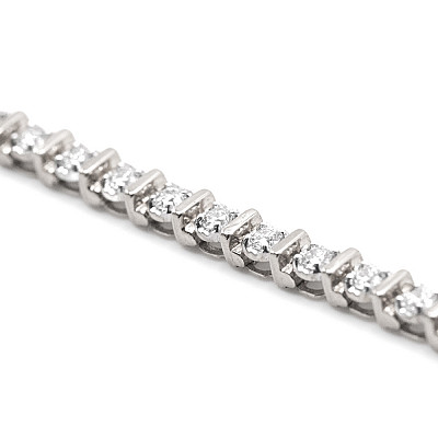 1.00ct Natural Diamond Tennis Bracelet in White Gold Image