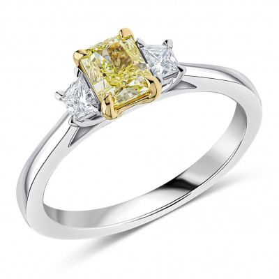 Radiant Cut Trilogy Set with Plain Shoulders  Trilogy Ring Metal Image